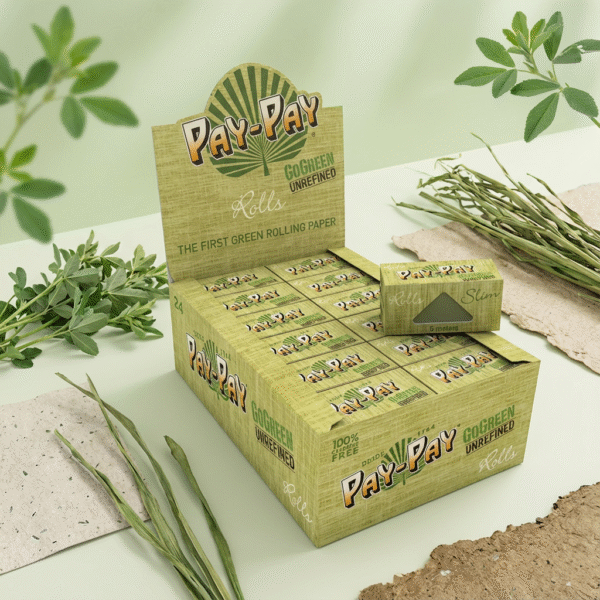 Firefly_Gemini Flash_Create a 1-1 premium commercial product photo of Pay-Pay Go Green with the box, using 105721